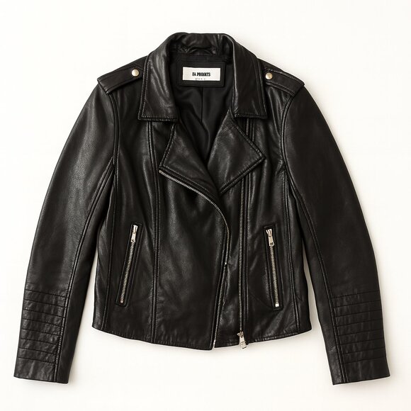 Classic Black Moto Leather Jacket - Picture 1 of 3